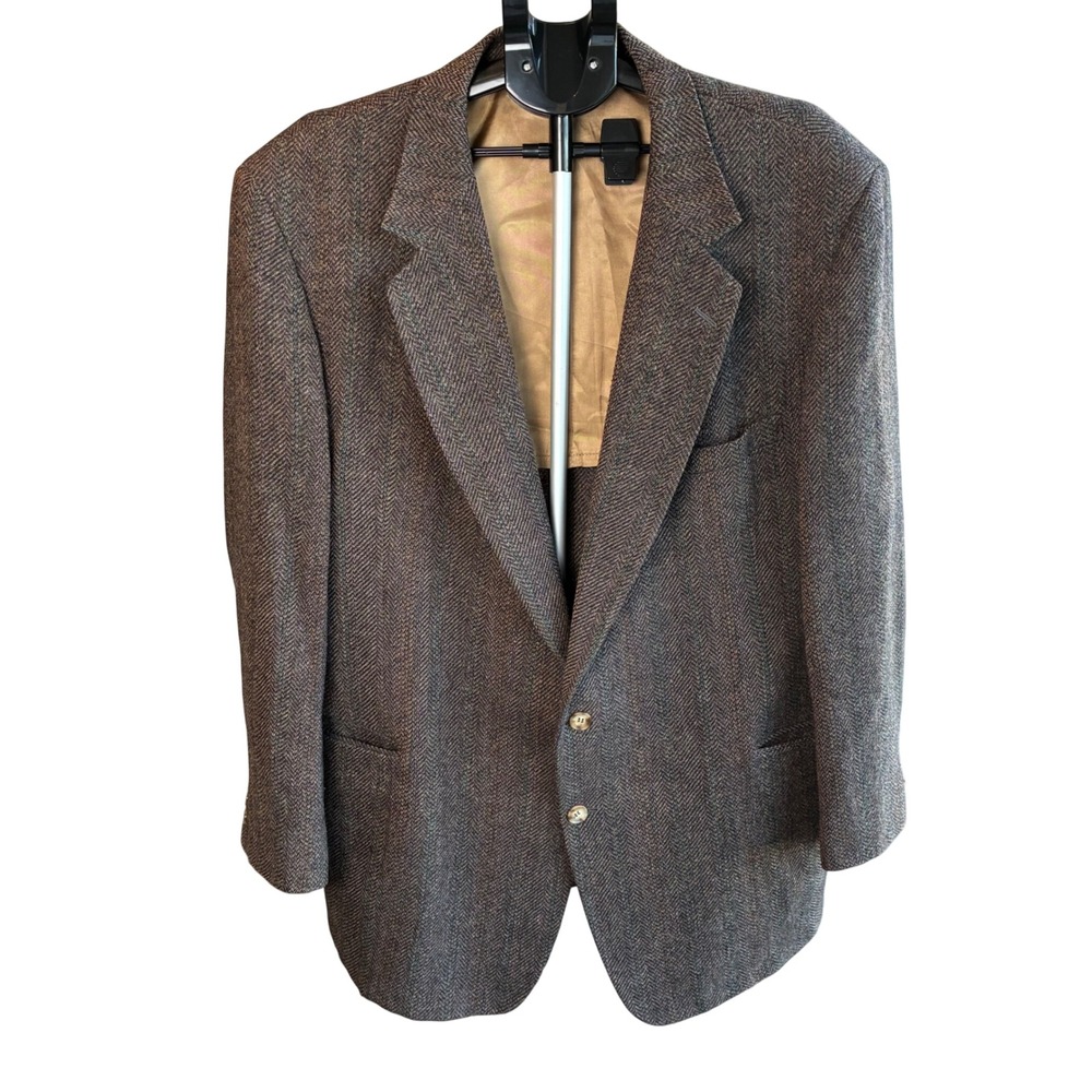 Mark-Henri Mens Brown Herringbone Tweed Blazer Sport Coat 50 X Made in USA